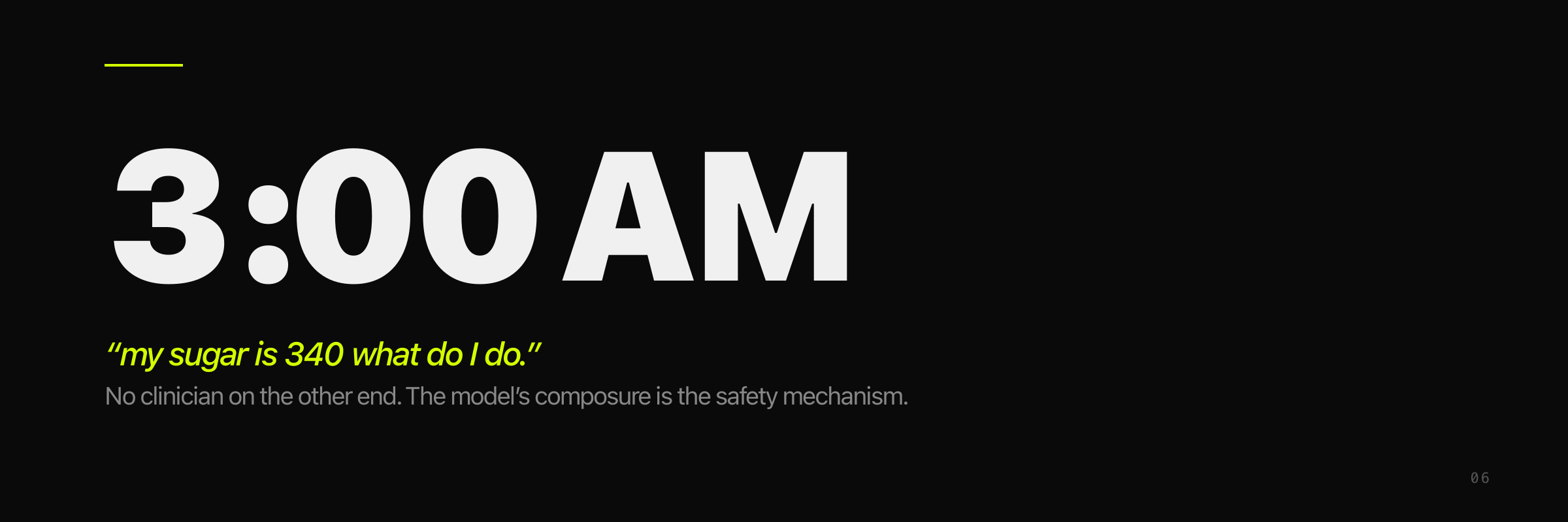 Section opener: 3:00 AM — "my sugar is 340 what do I do."